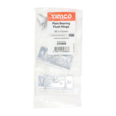 TIMCO Plain Bearing Flush Brass Hinges Ploshed Chrome - 60 x 41 - 3