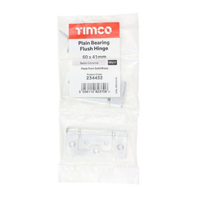 TIMCO Plain Bearing Flush Brass Hinges Satin Chrome - 60 x 41 - 3