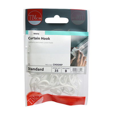 Timco - Plastic Curtain Hooks - White (Size   - 35 Pieces)