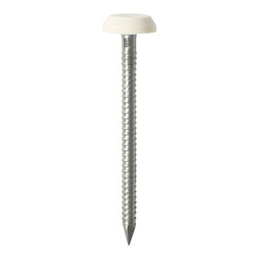 Timco - Polymer Headed Nails - A4 Stainless Steel - White (Size 40mm - 100 Pieces)