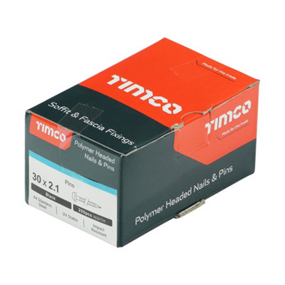 Timco - Polymer Headed Pins - A4 Stainless Steel - Black (Size 30mm - 250 Pieces)