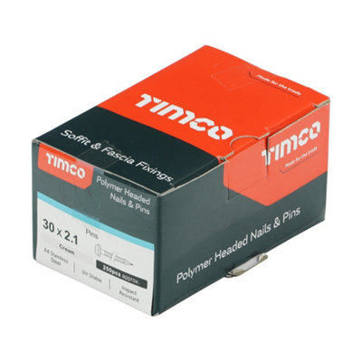 Timco - Polymer Headed Pins - A4 Stainless Steel - Cream (Size 30mm - 250 Pieces)
