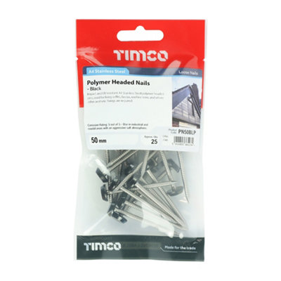 Timco - Polymer Headed Pins - Stainless Steel - Black (Size 50mm - 25 Pieces)