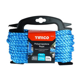Timco - Polypropylene Rope - Blue - Winder (Size 8mm x 15m - 1 Each)