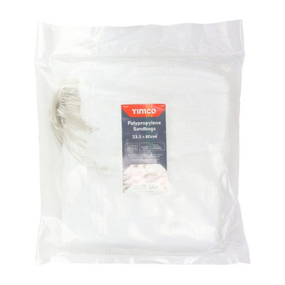 Timco - PP Sandbags - White (Size 33.5 x 80cm - 50 Pieces)