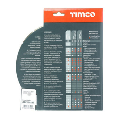TIMCO Premium Diamond Blade Segmented  - 230 x 22.2
