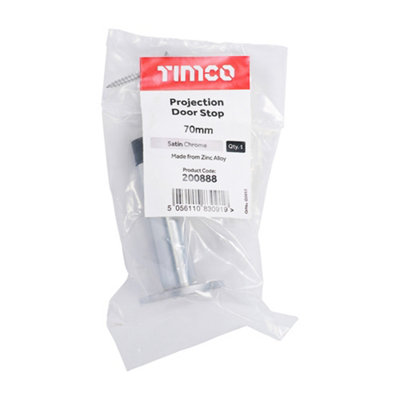 Timco - Projection Door Stop - Satin Chrome (Size 70mm - 1 Each)