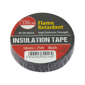 Timco - PVC Insulation Tape - Black (Size 25m x 18mm - 10 Pieces)