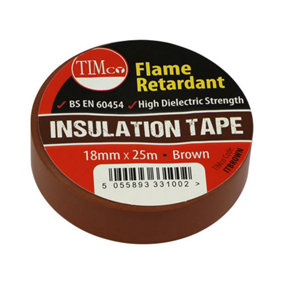 Timco - PVC Insulation Tape - Brown (Size 25m x 18mm - 10 Pieces)