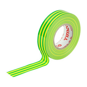 Timco - PVC Insulation Tape - Green & Yellow Stripe (Size 25m x 18mm - 10 Pieces)