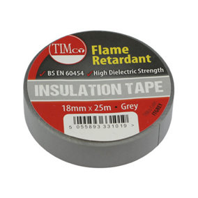 Timco - PVC Insulation Tape - Grey (Size 25m x 18mm - 10 Pieces)