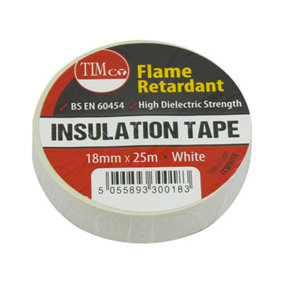 Timco - PVC Insulation Tape - White (Size 25m x 18mm - 10 Pieces)