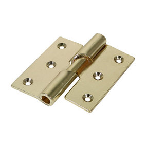TIMCO Rising Butt Hinges Left Hand Steel Electro Brass - 75 x 72