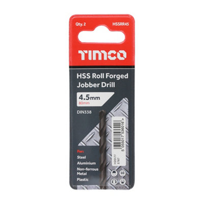 Timco - Roll Forged Jobber Drills - HSS (Size 4.5mm - 10 Pieces)