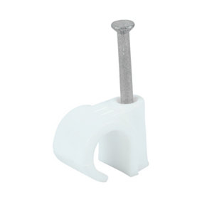 Timco - Round Cable Clips - White (Size To fit 11.0mm - 100 Pieces)