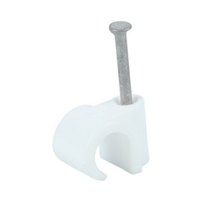 Timco - Round Cable Clips - White (Size To fit 9.0mm - 100 Pieces)