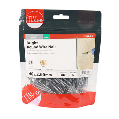 TIMCO Round Wire Nails Bright - 40 x 2.65
