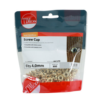 TIMCO Screw Cups Electro Brass - To fit 8 Gauge Screws