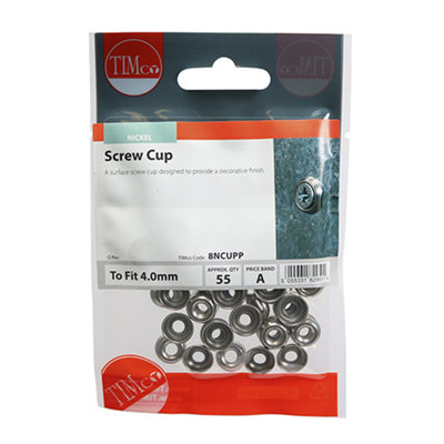 TIMCO Screw Cups Nickel - To fit 8 Gauge Screws (55pcs)