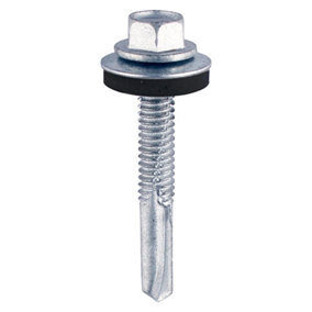 TIMCO Self-Drilling Heavy Section Silver Drill Screw with EPDM Washer - 5.5 x 100 (100pcs)