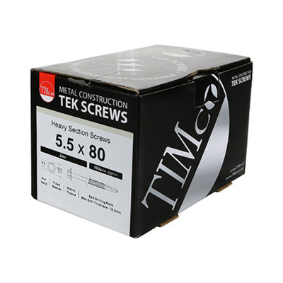 TIMCO Self-Drilling Heavy Section Silver Drill Screw with EPDM Washer - 5.5 x 55 (100pcs)