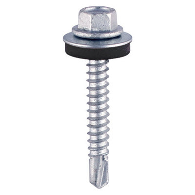 TIMCO Self-Drilling Light Section Silver Drill Screw with EPDM Washer - 5.5 x 70