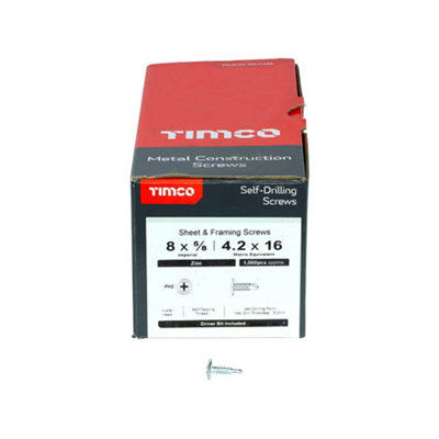 TIMCO Self-Drilling Wafer Head Silver Screws - 4.2 x 16 (1000pcs)