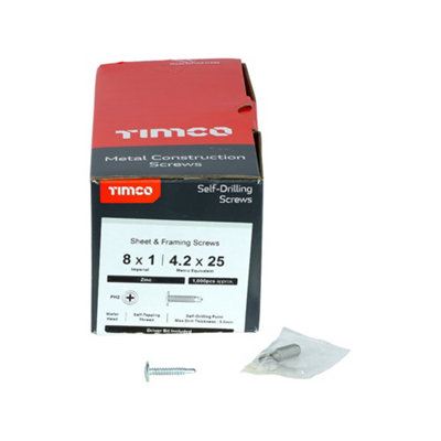 TIMCO Self-Drilling Wafer Head Silver Screws - 4.2 x 25 (1000pcs)