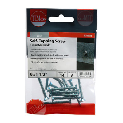 TIMCO Self-Tapping Countersunk Silver Screws - 8 x 1 1/2