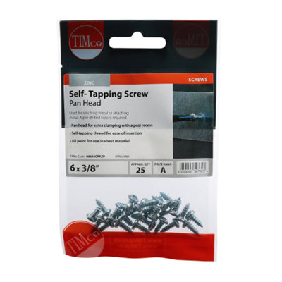 TIMCO Self-Tapping Pan Head Silver Screws - 6 x 3/8