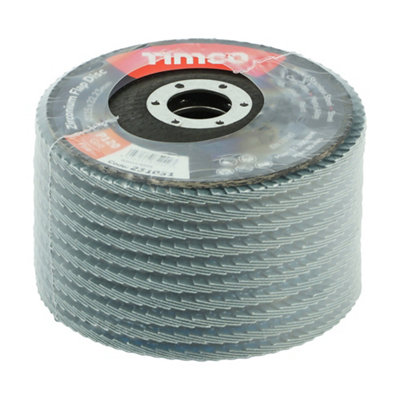 TIMCO Set of Flap Discs Zirconium Type 29 Conical P120 Grit - 115 x 22.23 - 3
