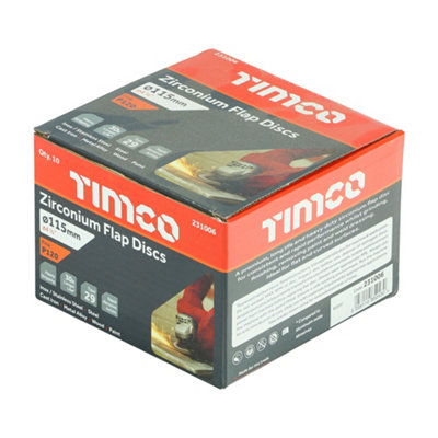 TIMCO Set of Flap Discs Zirconium Type 29 Conical P120 Grit - 115 x 22.23 - 5