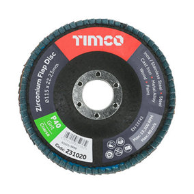 TIMCO Set of Flap Discs Zirconium Type 29 Conical P40 Grit - 115 x 22.23 (10pcs)