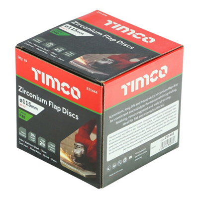TIMCO Set of Flap Discs Zirconium Type 29 Conical P40 Grit - 115 x 22.23 - 4