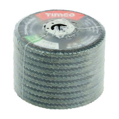 TIMCO Set of Flap Discs Zirconium Type 29 Conical P60 Grit - 115 x 22.23 - 3