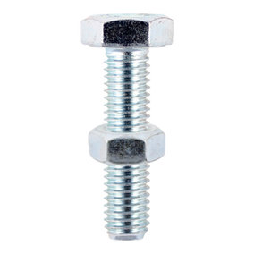Timco - Set Screws & Hex Nuts - Grade 8.8 - Zinc (Size M10 x 100 - 16 Pieces)