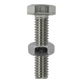 Timco - Set Screws & Hex Nuts - Stainless Steel (Size M6 x 16 - 8 Pieces)