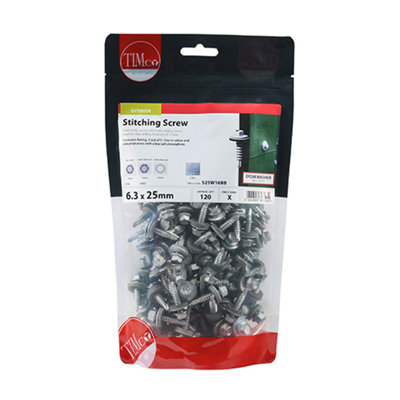 TIMCO Sheet Steel Stitching Screws Exterior Silver with EPDM Washer - 6 ...