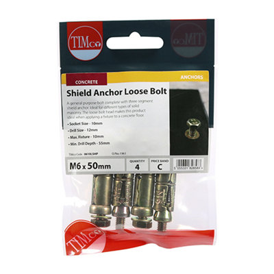 TIMCO Shield Anchors Loose Bolt Gold - M6:10L (M6 x 50)