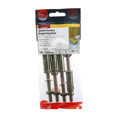TIMCO Shield Anchors Projecting Bolt Gold - M8:60P (M8 x 120)