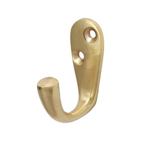 Timco - Single Robe Hook - Polished Brass (Size 44 x 18mm - 1 Each)