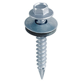 TIMCO Slash Point Sheet Metal to Timber Drill Screw Silver with EPDM Washer - 6.3 x 100 (100pcs)