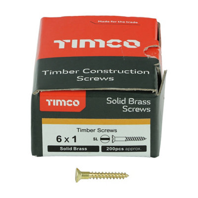 TIMCO Solid Brass Countersunk Woodscrews - 6 x 1 (200pcs)