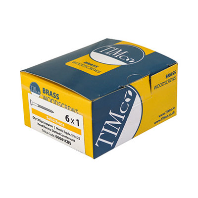 TIMCO Solid Brass Countersunk Woodscrews - 6 x 3/4 (200pcs)