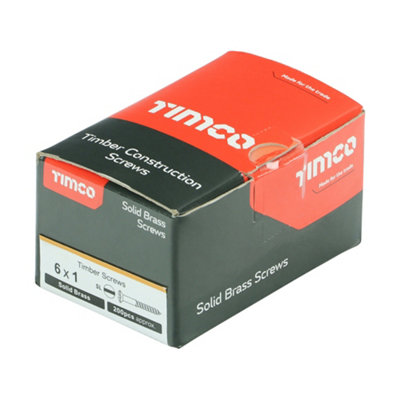 TIMCO Solid Brass Round Head Woodscrews - 6 x 1