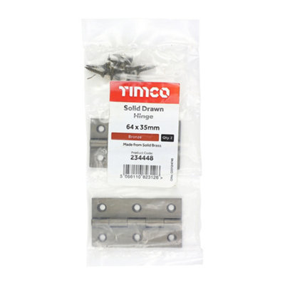TIMCO Solid Drawn Brass Hinges Bronze - 64 x 35 (2pcs)