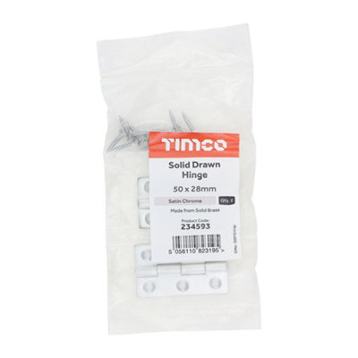 TIMCO Solid Drawn Brass Hinges Satin Chrome - 50 x 28