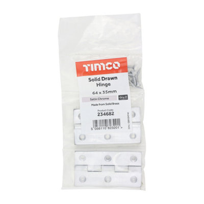 TIMCO Solid Drawn Brass Hinges Satin Chrome - 64 x 35 (2pcs)