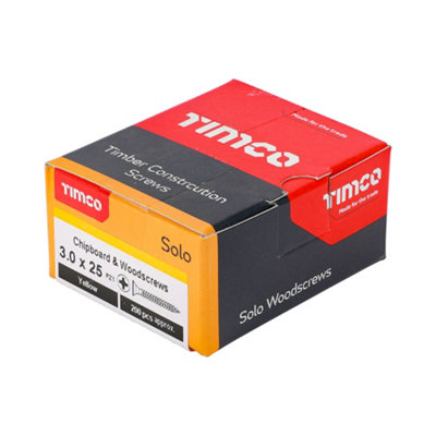 TIMCO Solo Countersunk Gold Woodscrews - 3.0 x 25