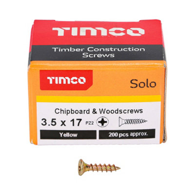 TIMCO Solo Countersunk Gold Woodscrews - 3.5 x 17 (200pcs)